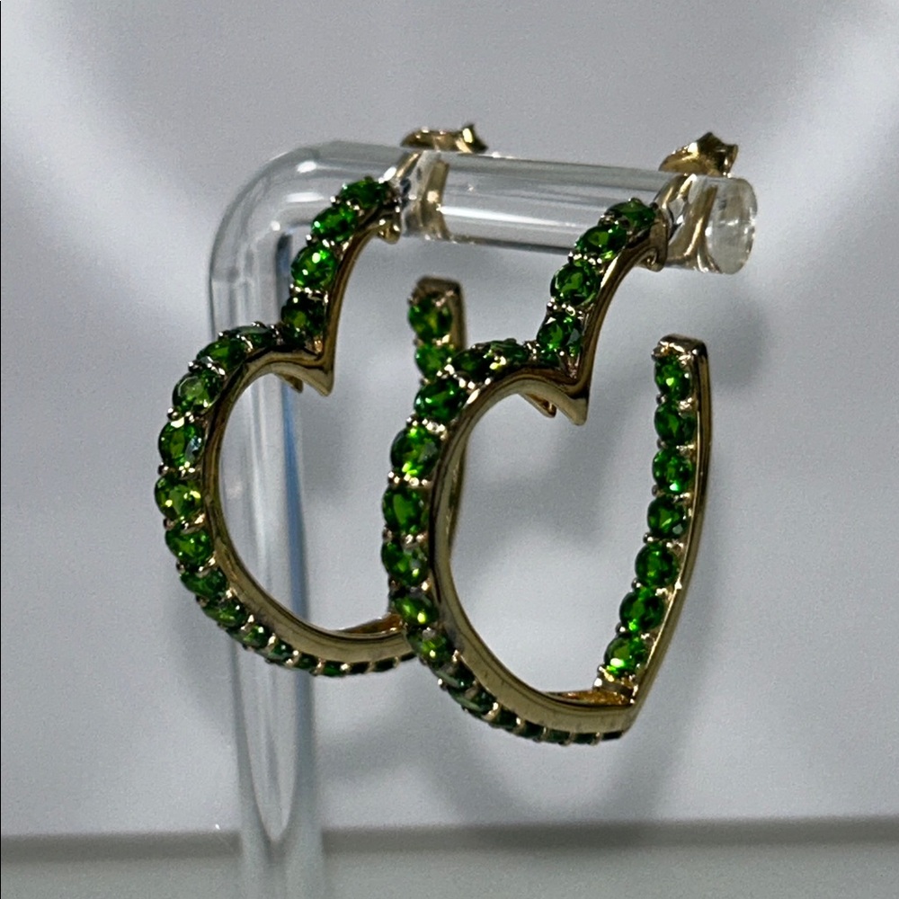 NWOT NYC 11 Gold Plated Sterling Silver Genuine Gemstone Heart Earrings